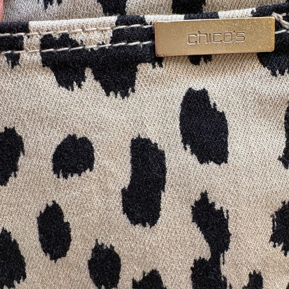 Chico's Black and Cream Animal Print Pants - Picture 8 of 9